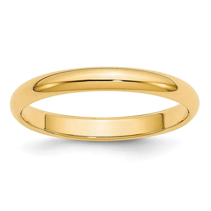 Goldia Rings Solid 14K Yellow Gold 3mm HalfRound Wedding MensWomens Wedding Band Ring Size 7