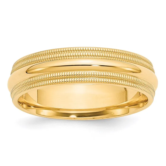 Goldia Rings Solid 14K Yellow Gold 6mm Double Milgrain Comfort Fit MensWomens Wedding Band Ring Size 11 Goldia Rings Solid 14K Yellow Gold 6mm Double Milgrain Comfort Fit MensWomens Wedding Band Ring Size 11