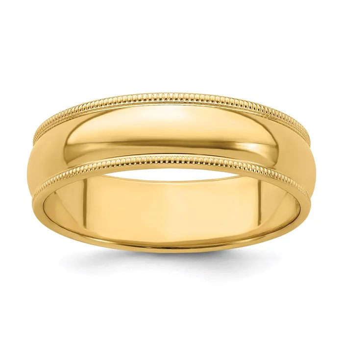 Goldia Rings Solid 14K Yellow Gold 6mm Milgrain Half Round MensWomens Wedding Band Ring Size 135 Goldia Rings Solid 14K Yellow Gold 6mm Milgrain Half Round MensWomens Wedding Band Ring Size 135