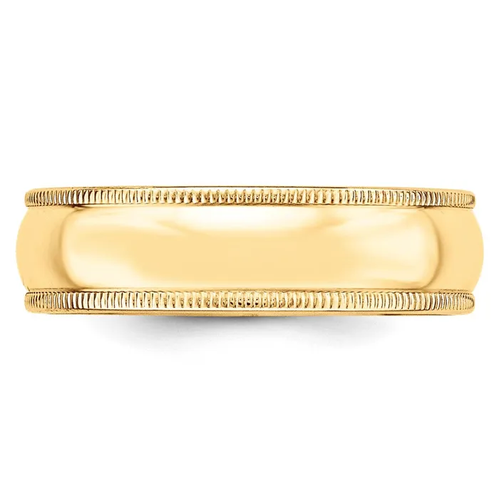 Goldia Rings Solid 14K Yellow Gold 6mm Milgrain Half Round MensWomens Wedding Band Ring Size 135 Goldia Rings Solid 14K Yellow Gold 6mm Milgrain Half Round MensWomens Wedding Band Ring Size 135