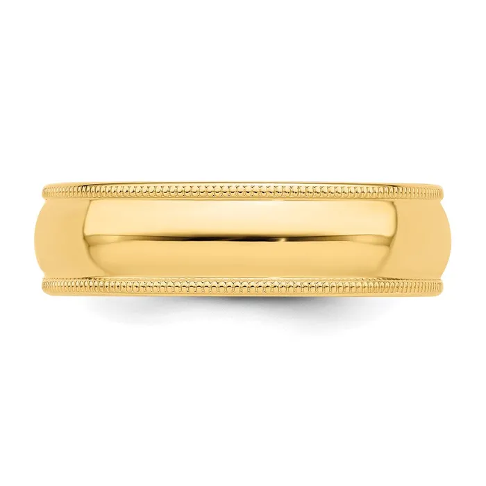 Goldia Rings Solid 14K Yellow Gold 6mm Milgrain Half Round MensWomens Wedding Band Ring Size 135 Goldia Rings Solid 14K Yellow Gold 6mm Milgrain Half Round MensWomens Wedding Band Ring Size 135