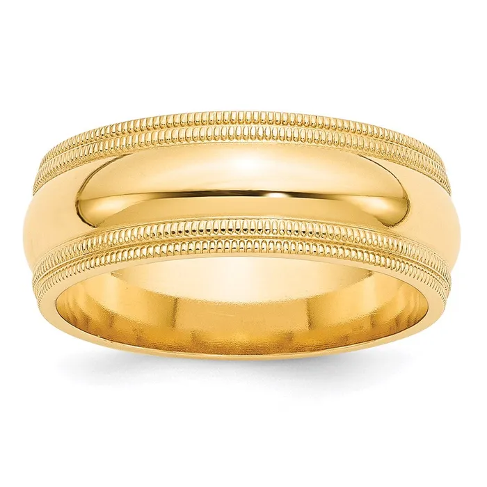 Goldia Rings Solid 14K Yellow Gold 8mm Double Milgrain Comfort Fit MensWomens Wedding Band Ring Size 13 Goldia Rings Solid 14K Yellow Gold 8mm Double Milgrain Comfort Fit MensWomens Wedding Band Ring Size 13