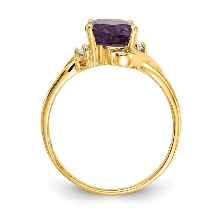 Goldia Rings Solid 14k Yellow Gold 9x7mm Oval Simulated Amethyst A CZ Ring