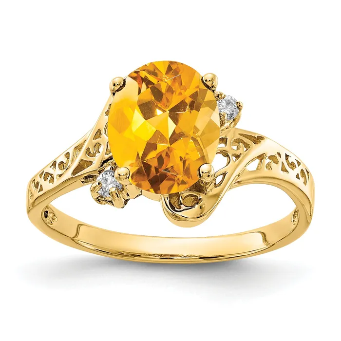 Goldia Rings Solid 14k Yellow Gold 9x7mm Oval Simulated Citrine VS CZ Ring Goldia Rings Solid 14k Yellow Gold 9x7mm Oval Simulated Citrine VS CZ Ring