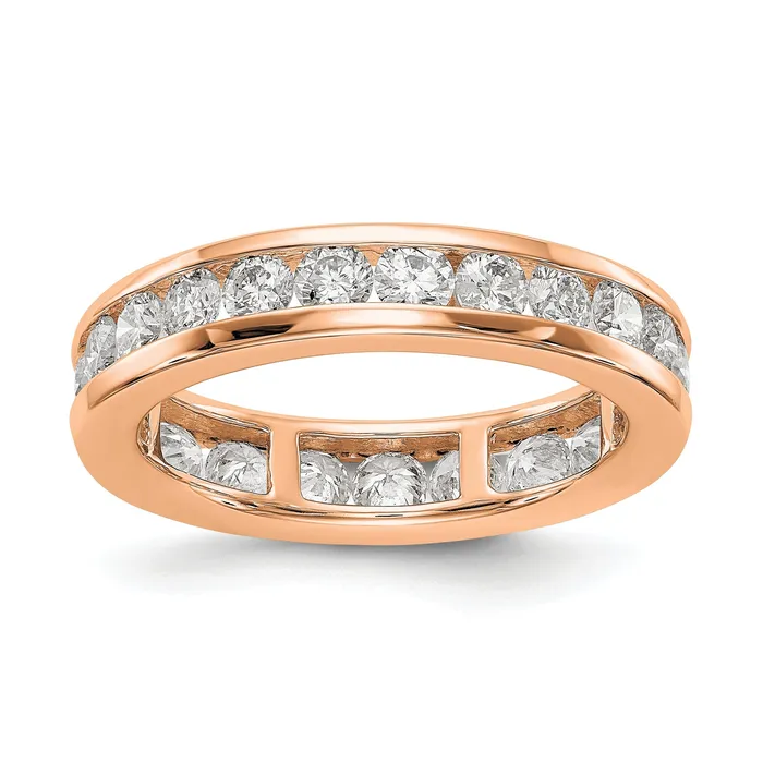 Goldia Rings Solid Real 14k Rose Gold Polished 2ct Channel Set CZ Eternity Wedding Band Ring Goldia Rings Solid Real 14k Rose Gold Polished 2ct Channel Set CZ Eternity Wedding Band Ring