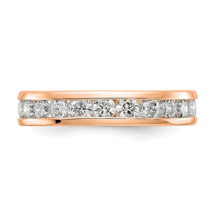 Goldia Rings Solid Real 14k Rose Gold Polished 2ct Channel Set CZ Eternity Wedding Band Ring