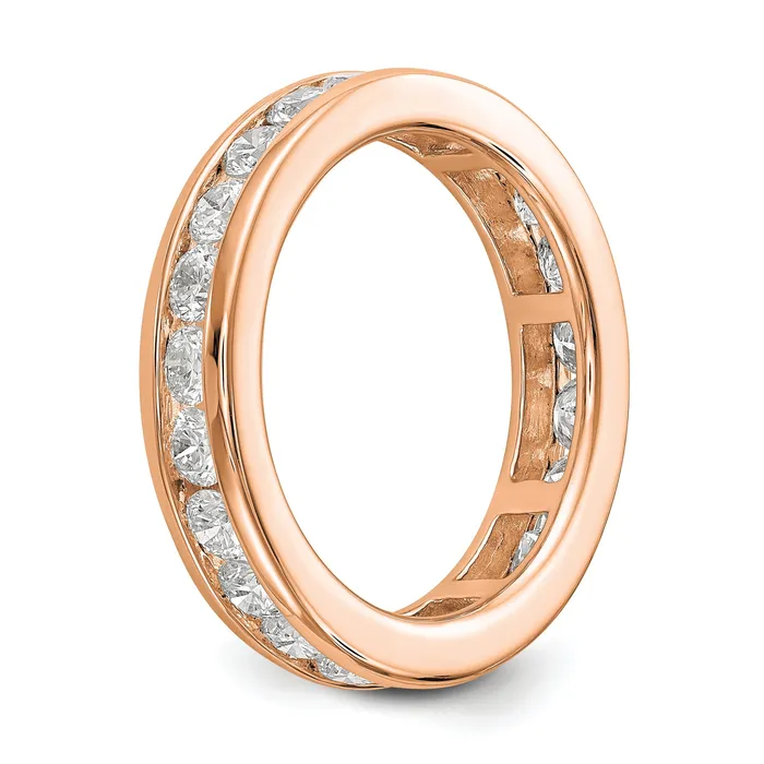 Goldia Rings Solid Real 14k Rose Gold Polished 2ct Channel Set CZ Eternity Wedding Band Ring
