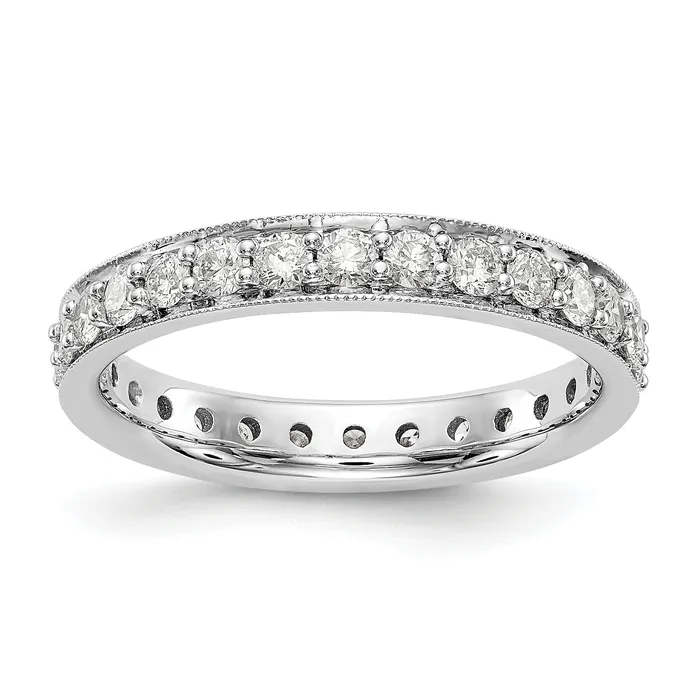 Goldia Rings Solid Real 14k White Gold Polished Vintage 1ct CZ Eternity Wedding Band Ring Goldia Rings Solid Real 14k White Gold Polished Vintage 1ct CZ Eternity Wedding Band Ring