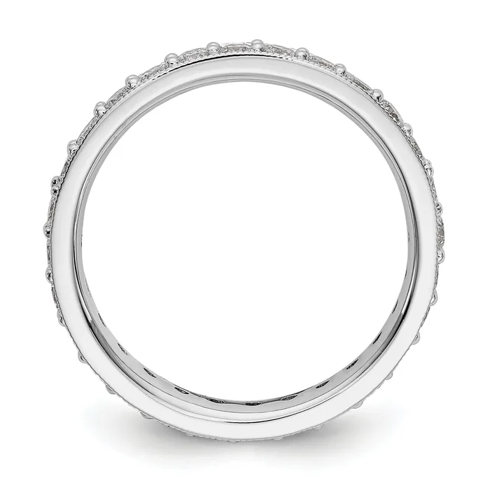 Goldia Rings Solid Real 14k White Gold Polished Vintage 1ct CZ Eternity Wedding Band Ring