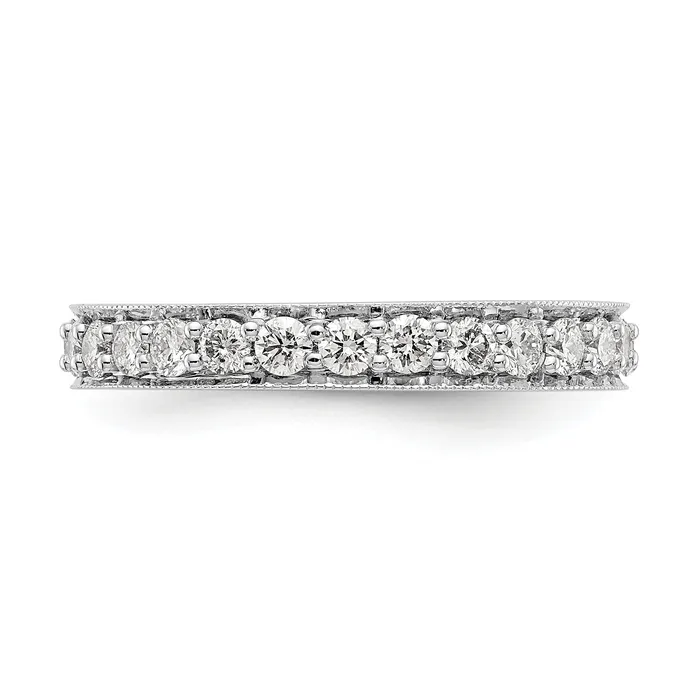Goldia Rings Solid Real 14k White Gold Polished Vintage 1ct CZ Eternity Wedding Band Ring