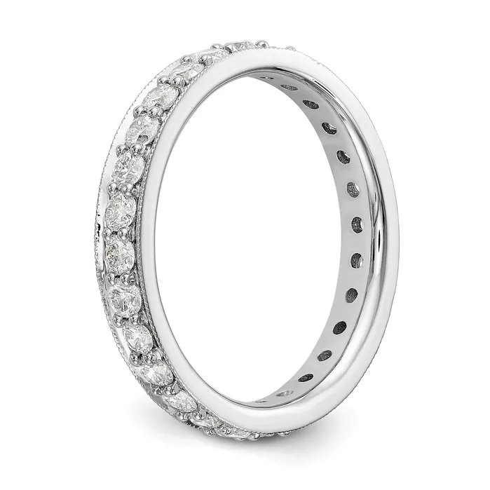 Goldia Rings Solid Real 14k White Gold Polished Vintage 1ct CZ Eternity Wedding Band Ring