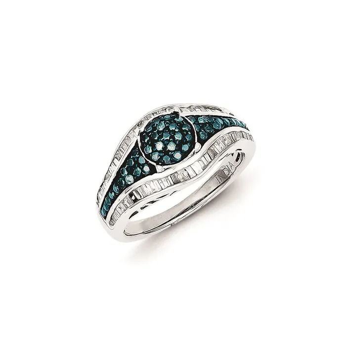 Goldia Rings Sterling Silver Blue Diamond Circle Ring