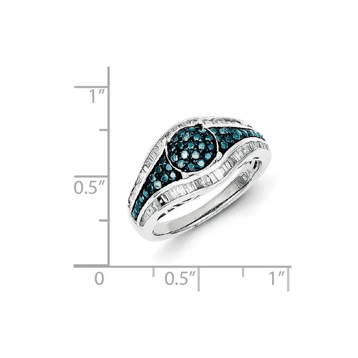 Goldia Rings Sterling Silver Blue Diamond Circle Ring