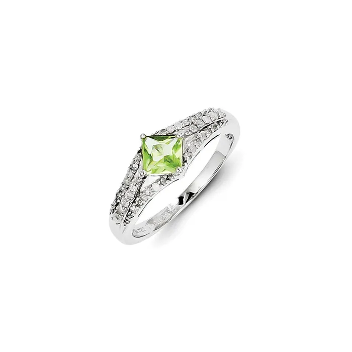 Goldia Rings Sterling Silver Diamond u0026 Peridot Ring
