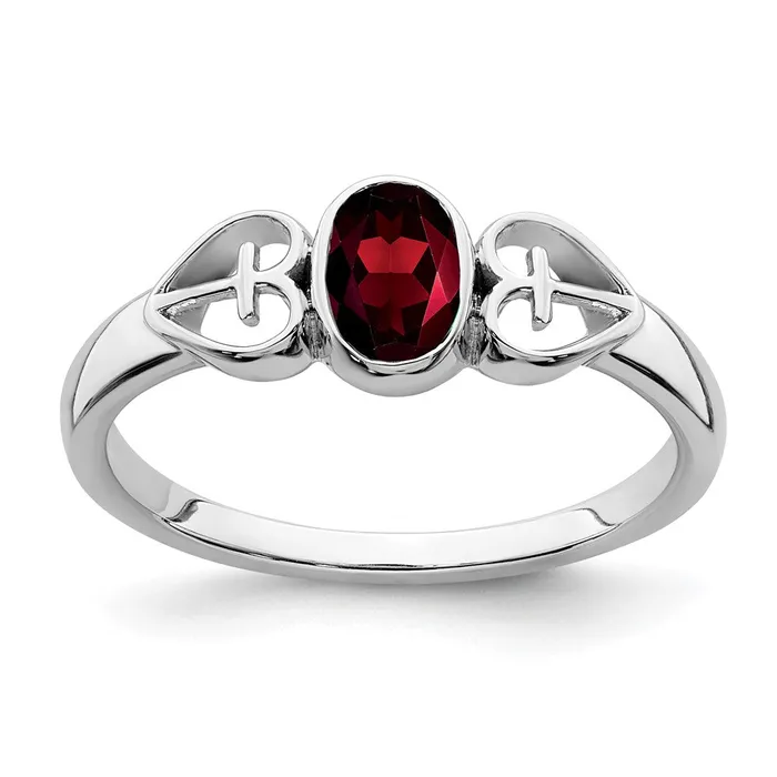 Goldia Rings Sterling Silver Garnet Ring