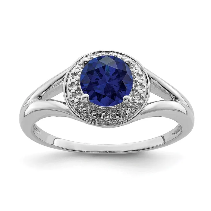 Goldia Rings Sterling Silver Rhodiumplated Diamond u0026 Created Sapphire Ring Goldia Rings Sterling Silver Rhodiumplated Diamond u0026 Created Sapphire Ring