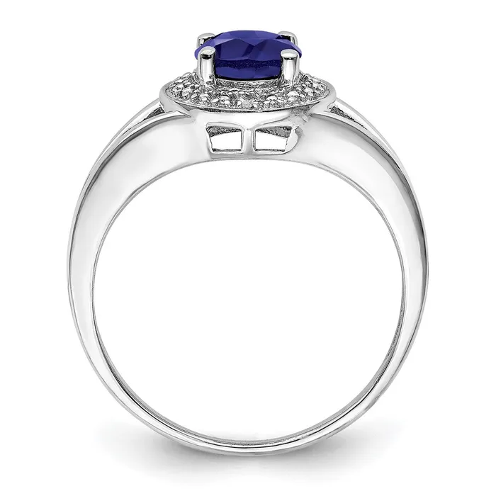 Goldia Rings Sterling Silver Rhodiumplated Diamond u0026 Created Sapphire Ring