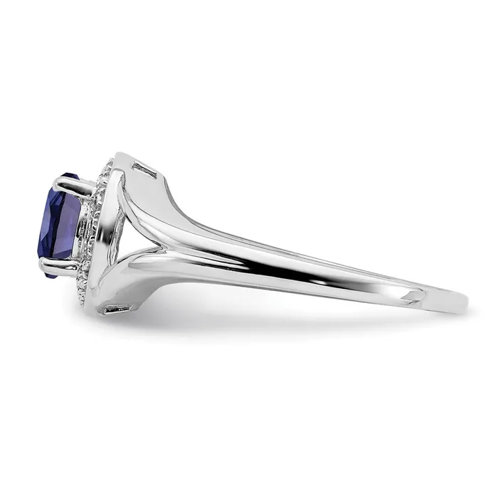 Goldia Rings Sterling Silver Rhodiumplated Diamond u0026 Created Sapphire Ring
