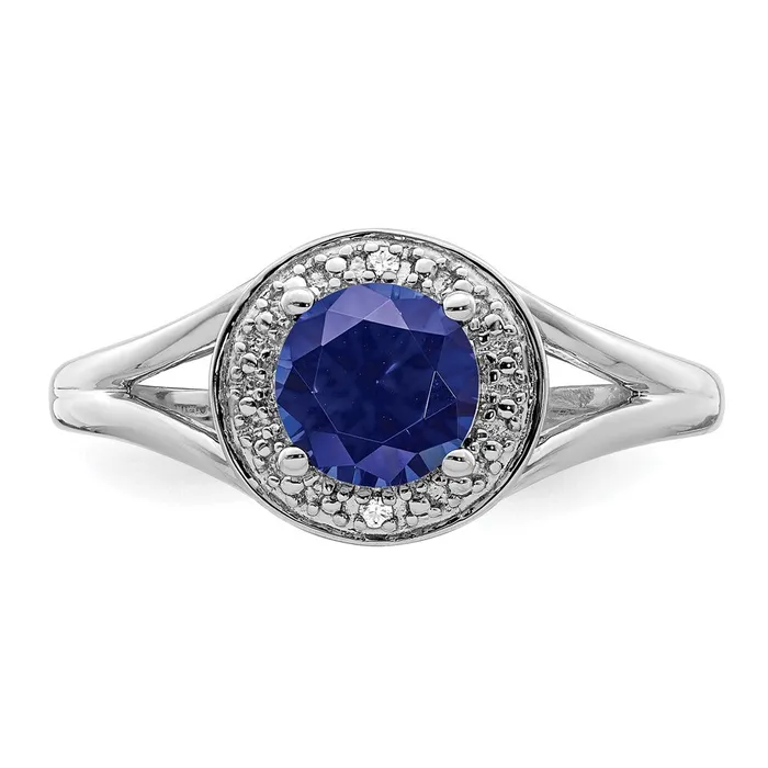 Goldia Rings Sterling Silver Rhodiumplated Diamond u0026 Created Sapphire Ring