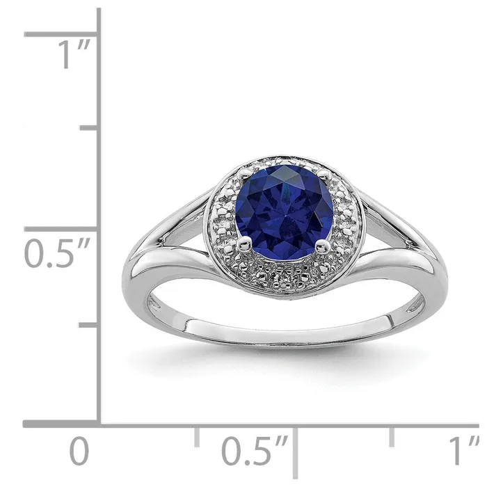 Goldia Rings Sterling Silver Rhodiumplated Diamond u0026 Created Sapphire Ring