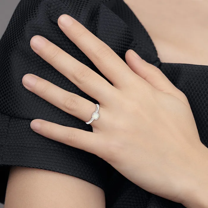 Goldia Rings Sterling Silver Stackable Expressions Cushion Cut Created Opal Ring