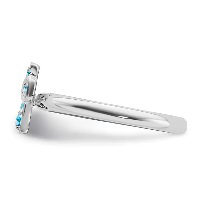 Goldia Rings Sterling Silver Stackable Expressions Rhodium Blue Topaz Cross Ring