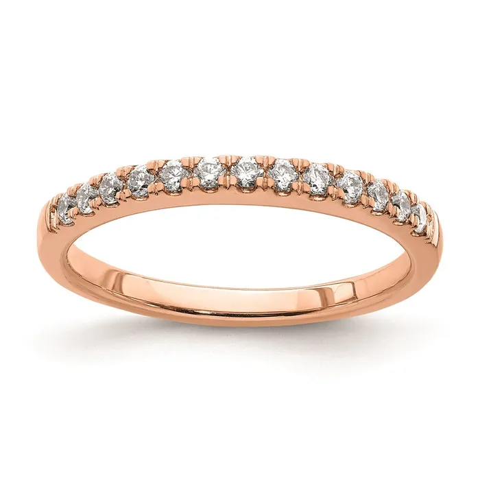 Goldia Solid 14k Rose Gold Simulated CZ Wedding Band Rings