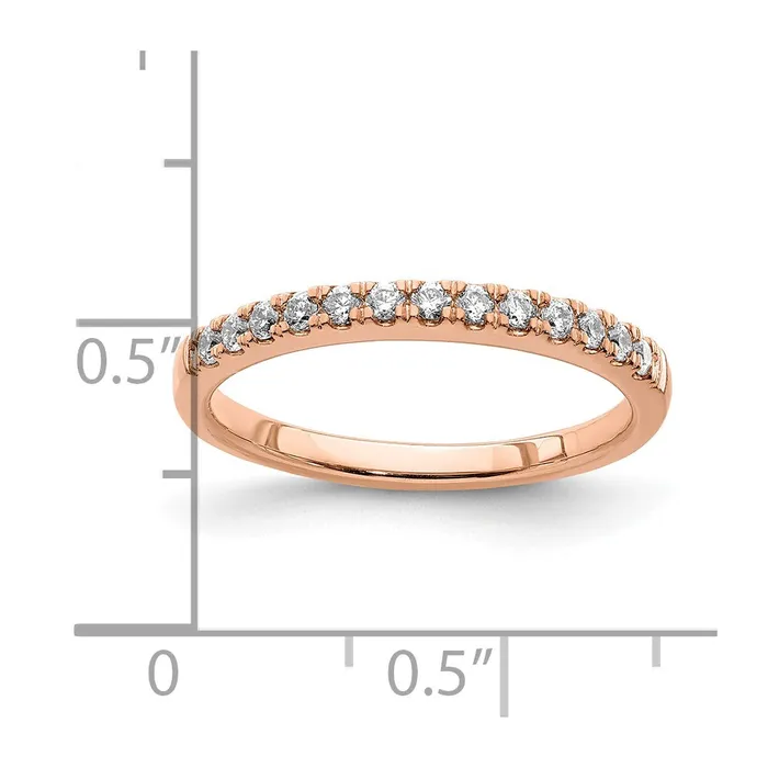 Goldia Solid 14k Rose Gold Simulated CZ Wedding Band Rings