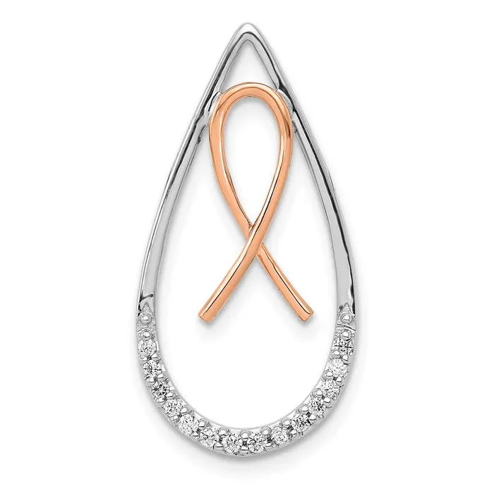 Goldia Solid 14k Twotone Simulated CZ Awareness Ribbon Teardrop Chain Slide Rings Goldia Solid 14k Twotone Simulated CZ Awareness Ribbon Teardrop Chain Slide Rings