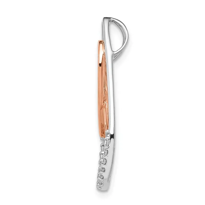 Goldia Solid 14k Twotone Simulated CZ Awareness Ribbon Teardrop Chain Slide Rings