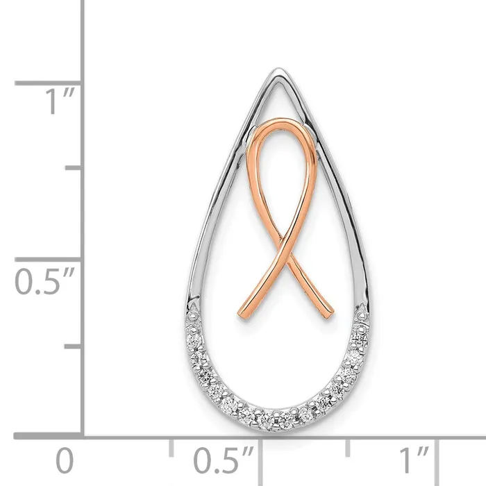 Goldia Solid 14k Twotone Simulated CZ Awareness Ribbon Teardrop Chain Slide Rings