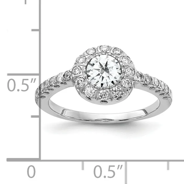 Goldia Solid 14k White Gold 5mm Cubic Zirconia AA Simulated CZ Ring Rings