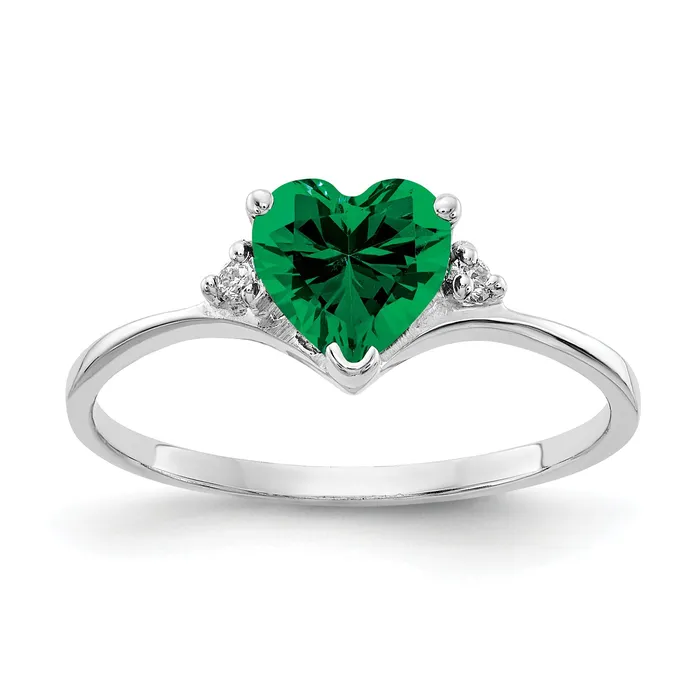 Goldia Solid 14k White Gold 6mm Heart Mount St Helens AAA Simulated CZ Ring Rings Goldia Solid 14k White Gold 6mm Heart Mount St Helens AAA Simulated CZ Ring Rings