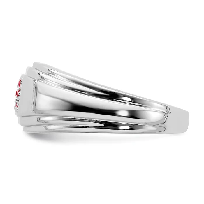 Goldia Solid 14k White Gold Simulated Ruby Mens Ring Rings