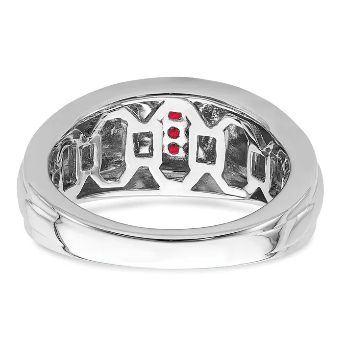 Goldia Solid 14k White Gold Simulated Ruby Mens Ring Rings
