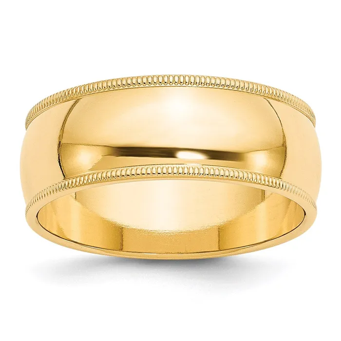 Goldia Solid 14K Yellow Gold 8mm Milgrain Half Round MensWomens Wedding Band Ring Size 45 Rings Goldia Solid 14K Yellow Gold 8mm Milgrain Half Round MensWomens Wedding Band Ring Size 45 Rings