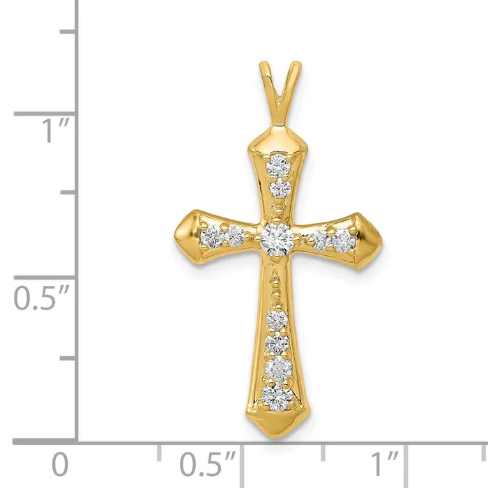 Goldia Solid 14k Yellow Gold AA Simulated CZ Passion Cross Pendant Necklaces