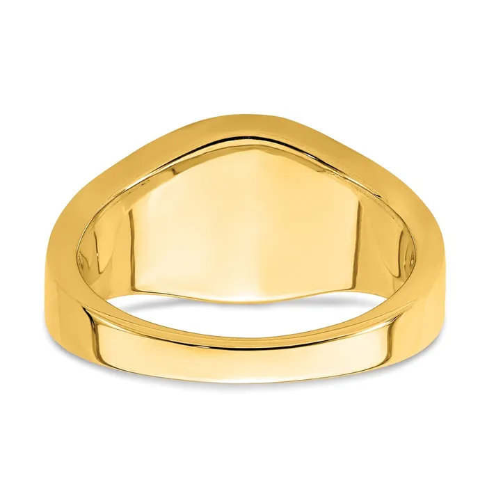 Goldia Solid 14k Yellow Gold Simulated Onyx and CZ Mens Ring Rings