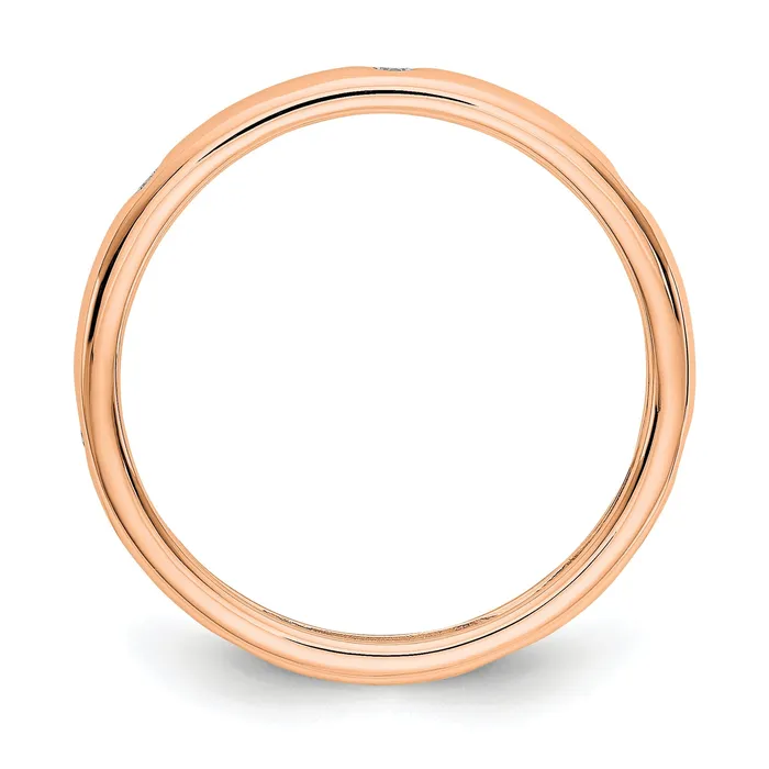 Goldia Solid Real 14k Rose Gold 110CT Polished Bezel Set CZ Eternity Wedding Band Ring Rings