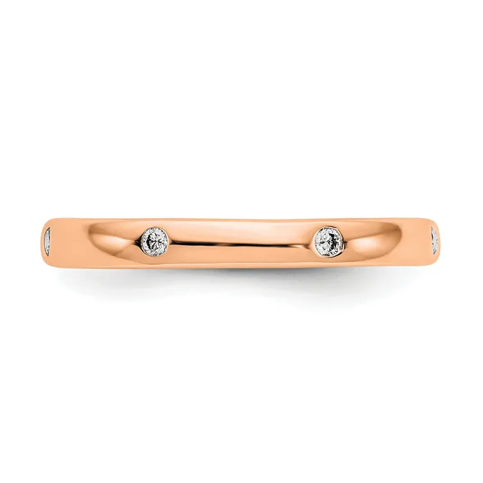 Goldia Solid Real 14k Rose Gold 110CT Polished Bezel Set CZ Eternity Wedding Band Ring Rings