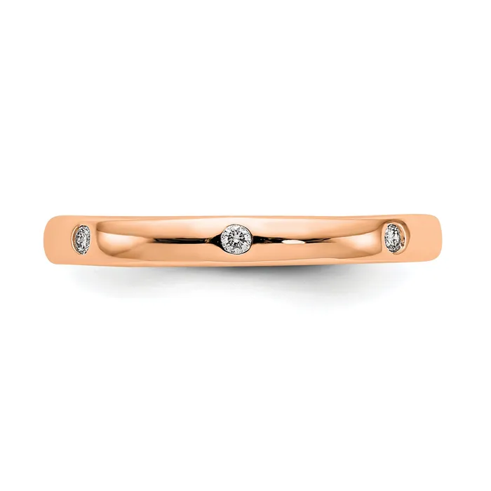Goldia Solid Real 14k Rose Gold 110CT Polished Bezel Set CZ Eternity Wedding Band Ring Rings
