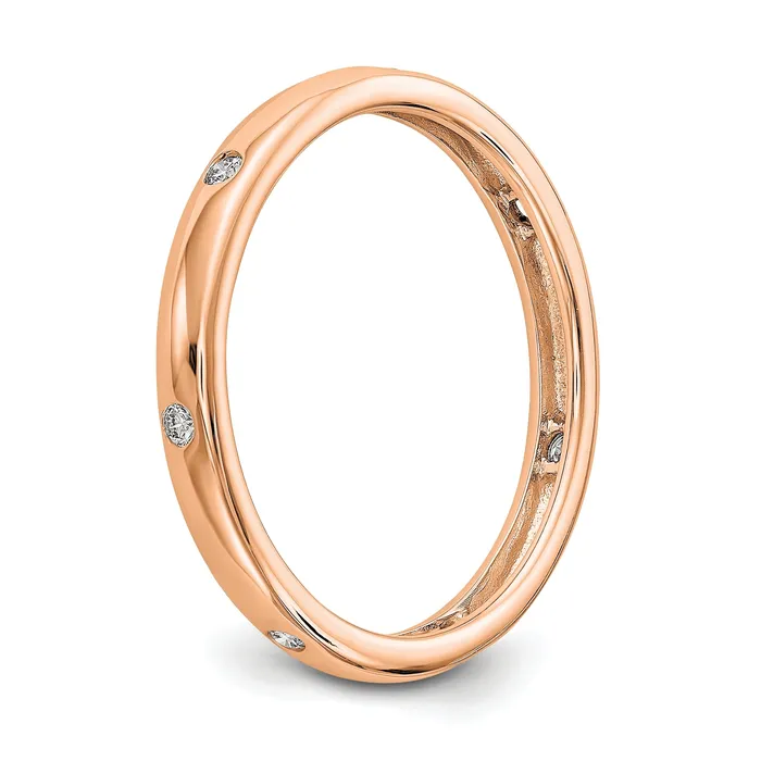 Goldia Solid Real 14k Rose Gold 110CT Polished Bezel Set CZ Eternity Wedding Band Ring Rings