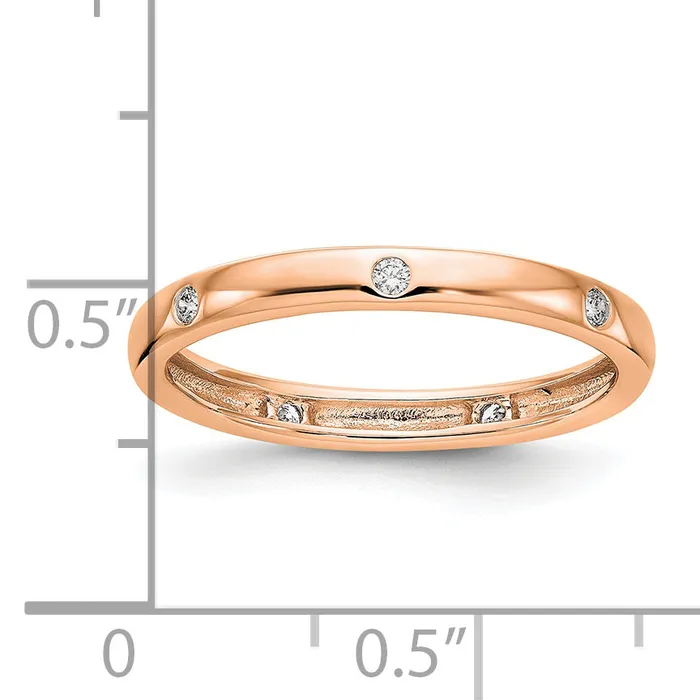 Goldia Solid Real 14k Rose Gold 110CT Polished Bezel Set CZ Eternity Wedding Band Ring Rings