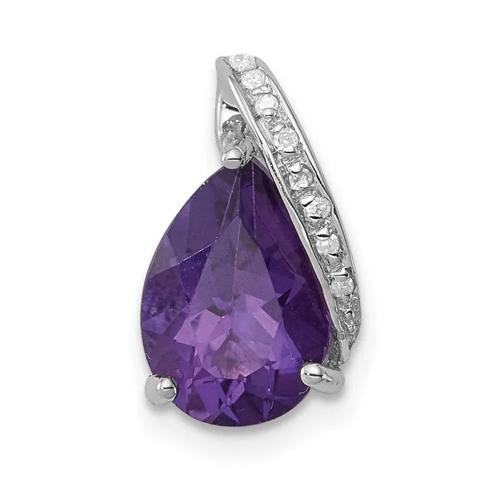 Goldia Sterling Silver Rhodium Pear Amethyst Chain Slide Rings