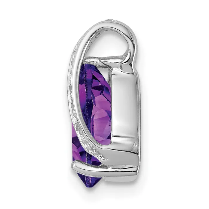 Goldia Sterling Silver Rhodium Pear Amethyst Chain Slide Rings