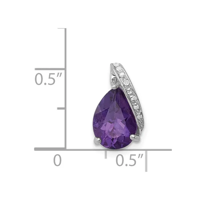Goldia Sterling Silver Rhodium Pear Amethyst Chain Slide Rings