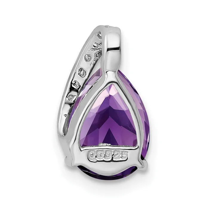 Goldia Sterling Silver Rhodium Pear Amethyst Chain Slide Rings
