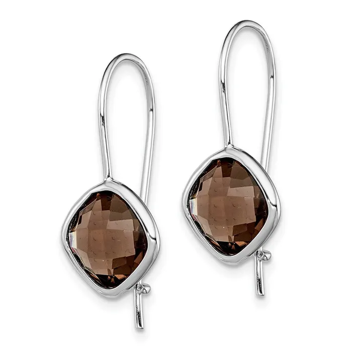 Goldia Sterling Silver Rhodium Plated Smoky Quartz Dangle Earrings Earrings