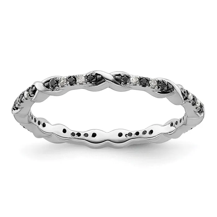 Goldia Sterling Silver Stackable Expressions Black u0026 White Diamond Ring Rings Goldia Sterling Silver Stackable Expressions Black u0026 White Diamond Ring Rings