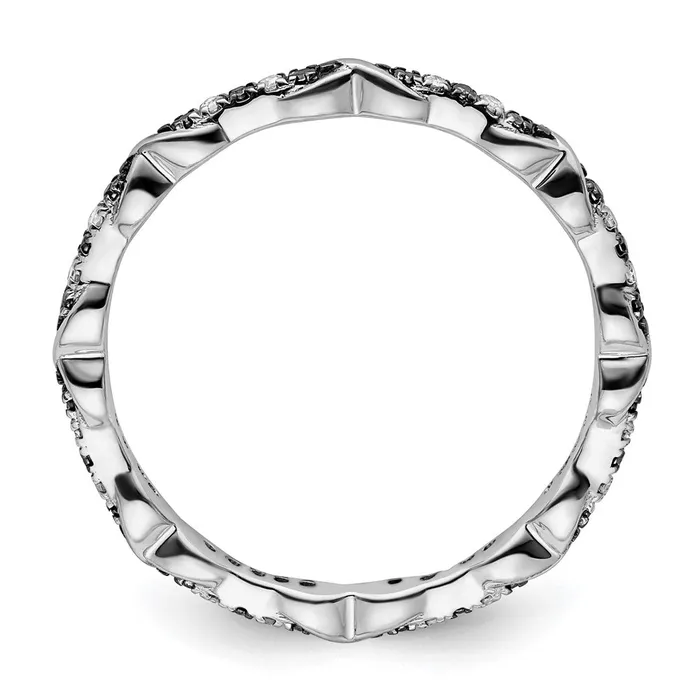 Goldia Sterling Silver Stackable Expressions Black u0026 White Diamond Ring Rings